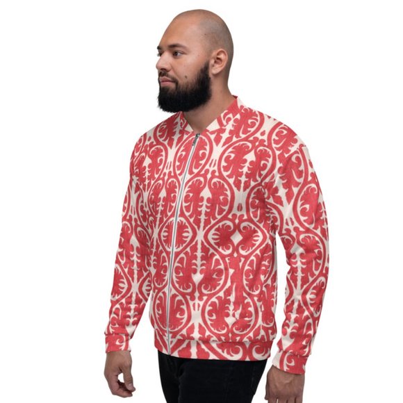 Japanese Vintage Original Woodblock Print Unisex Bomber Jackets. - Picture 6 of 10